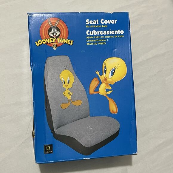 Warner Bros. Other - Vintage 1998 Tweety Bird Car Seat Cover Looney Tunes 1 Piece Gray Saddleman New